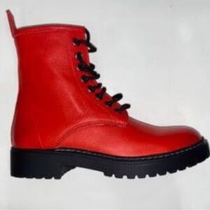 Red Lace-Up Combat Boots